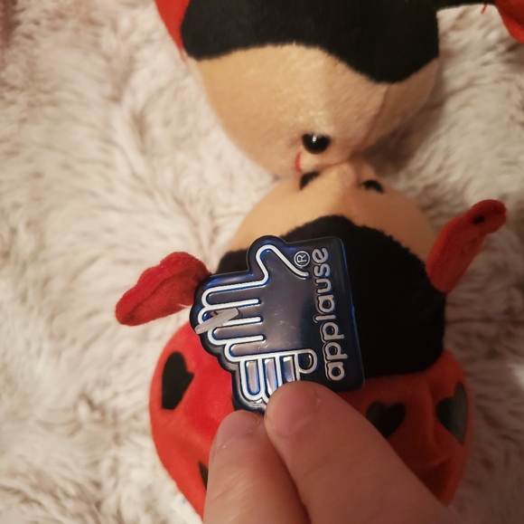 5" Vtg Valentine Plush Kissing Ladybugs Stuffed Toy With Pull String Applause - Picture 5 of 8